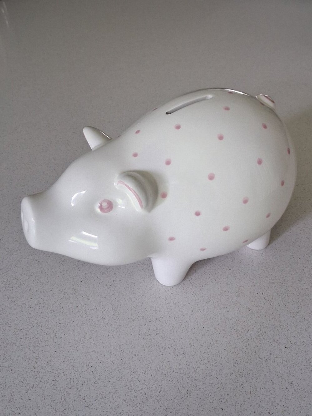 Tiffany & Co. Cream & Pink Polka Dot Ceramic Piggy Bank